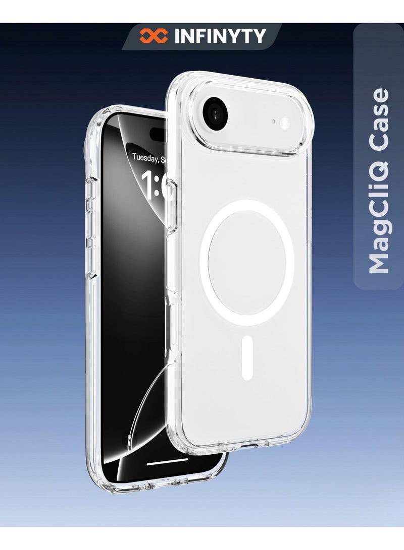 INFINYTY iPhone 17 Air Premium Clear Case- Zepho (Transparent), MagSafe Compatible, 12ft Mil. Grade Drop-Tested, Crystal Clear Transparency, Effective Anti-Yellowing Technology, Hybrid Material, Shock-Absorbing Bumpers, Scratch-Resistant, Raised Edges - Image 1